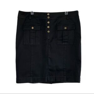 Dana Buchman Tea Length Rivet Pocket Front Black Skirt